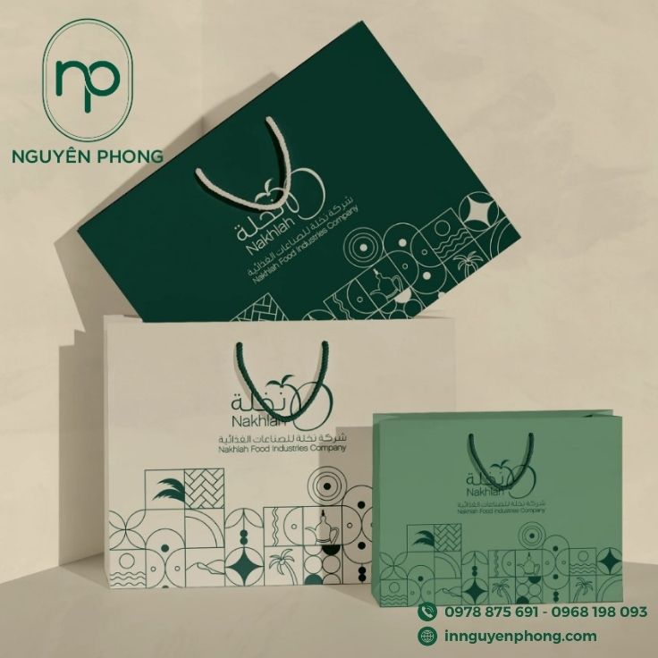 Mẫu túi giấy khách sạn kraft trắng in màu 